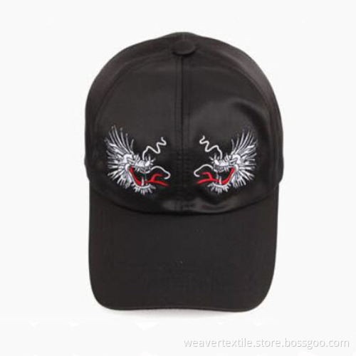 Black Satin Baseball Cap Embroidery Satin Basbeall Cap